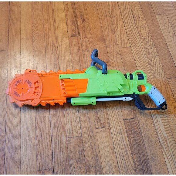 Nerf Zombie Strike Brainsaw Blaster Chainsaw Toy Gift Orange Green - Picture 2 of 7